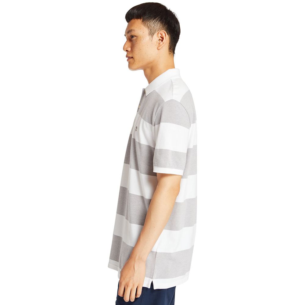 Timberland Mens Polo Keene River Striped Shirt - Grey/White - India SV9780123